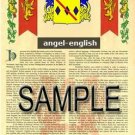 ANGEL - ENGLISH - Coat of Arms - Family Crest - Armorial GIFT! 8.5x11