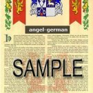 ANGEL - GERMAN - Coat of Arms - Family Crest - Armorial GIFT! 8.5x11