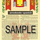 ARREDONDO - SPANISH - Coat of Arms - Family Crest - Armorial GIFT! 8.5x11
