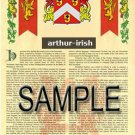 ARTHUR - IRISH - Coat of Arms - Family Crest - Armorial GIFT! 8.5x11