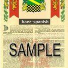 BAEZ - SPANISH - Coat of Arms - Family Crest - Armorial GIFT! 8.5x11 BAEZ - SPANISH - Coat of Arms - Family Crest - Armorial GIFT! 8.5x11