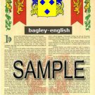 BAGLEY - ENGLISH - Coat of Arms - Family Crest - Armorial GIFT! 8.5x11