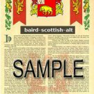 BAIRD - SCOTTISH - ALT - Coat of Arms - Family Crest - Armorial GIFT! 8.5x11