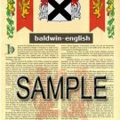 BALDWIN - ENGLISH - Coat of Arms - Family Crest - Armorial GIFT! 8.5x11