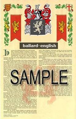 BALLARD - ENGLISH - Coat of Arms - Family Crest - Armorial GIFT! 8.5x11