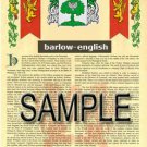 BARLOW - ENGLISH - Coat of Arms - Family Crest - Armorial GIFT! 8.5x11