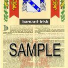BARNARD - IRISH - Coat of Arms - Family Crest - Armorial GIFT! 8.5x11