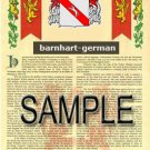 BARNHART - GERMAN - Coat of Arms - Family Crest - Armorial GIFT! 8.5x11