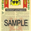 BARNHART - PORTUGUESE - Coat of Arms - Family Crest - Armorial GIFT! 8.5x11