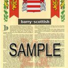 BARRY - SCOTTISH - Coat of Arms - Family Crest - Armorial GIFT! 8.5x11