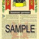 BAUMAN - GERMAN - Coat of Arms - Family Crest - Armorial GIFT! 8.5x11