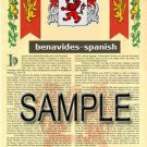 BENAVIDES - SPANISH - Coat of Arms - Family Crest - Armorial GIFT! 8.5x11 BENAVIDES - SPANISH - Coat of Arms - Family Crest - Armorial GIFT! 8.5x11