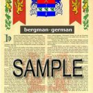 BERGMAN - GERMAN - Coat of Arms - Family Crest - Armorial GIFT! 8.5x11