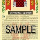 BERMUDEZ - SPANISH - Coat of Arms - Family Crest - Armorial GIFT! 8.5x11