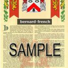 BERNARD - FRENCH - Coat of Arms - Family Crest - Armorial GIFT! 8.5x11
