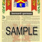 BERNARD - GERMAN - Coat of Arms - Family Crest - Armorial GIFT! 8.5x11