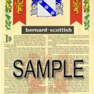 BERNARD - SCOTTISH - Coat of Arms - Family Crest - Armorial GIFT! 8.5x11