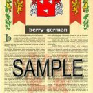 BERRY - GERMAN - Coat of Arms - Family Crest - Armorial GIFT! 8.5x11 BERRY - GERMAN - Coat of Arms - Family Crest - Armorial GIFT! 8.5x11