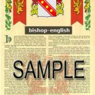 BISHOP - ENGLISH - Coat of Arms - Family Crest - Armorial GIFT! 8.5x11
