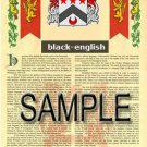 BLACK - ENGLISH - Coat of Arms - Family Crest - Armorial GIFT! 8.5x11