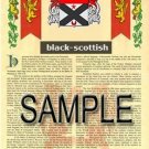 BLACK - SCOTTISH - Coat of Arms - Family Crest - Armorial GIFT! 8.5x11