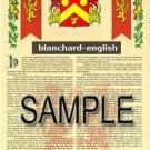 BLANCHARD - ENGLISH - Coat of Arms - Family Crest - Armorial GIFT! 8.5x11