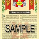 BLANTON - SCOTTISH - Coat of Arms - Family Crest - Armorial GIFT! 8.5x11