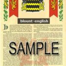 BLOUNT - ENGLISH - Coat of Arms - Family Crest - Armorial GIFT! 8.5x11