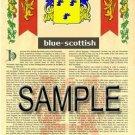 BLUE - SCOTTISH - Coat of Arms - Family Crest - Armorial GIFT! 8.5x11
