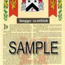 BOGGS - SCOTTISH - Coat of Arms - Family Crest - Armorial GIFT! 8.5x11