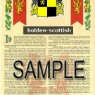 BOLDEN - SCOTTISH - Coat of Arms - Family Crest - Armorial GIFT! 8.5x11