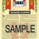 BOSWELL - SCOTTISH - Coat of Arms - Family Crest - Armorial GIFT! 8.5x11
