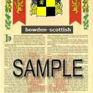 BOWDEN - SCOTTISH - Coat of Arms - Family Crest - Armorial GIFT! 8.5x11