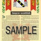 BOYCE - SCOTTISH - Coat of Arms - Family Crest - Armorial GIFT! 8.5x11