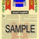 BOYD - ENGLISH - Coat of Arms - Family Crest - Armorial GIFT! 8.5x11