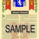 BOYER - FRENCH - Coat of Arms - Family Crest - Armorial GIFT! 8.5x11