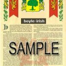 BOYLE - IRISH - Coat of Arms - Family Crest - Armorial GIFT! 8.5x11