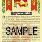 BOYLE - SCOTTISH - Coat of Arms - Family Crest - Armorial GIFT! 8.5x11