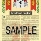 BRADFORD - ENGLISH - Coat of Arms - Family Crest - Armorial GIFT! 8.5x11