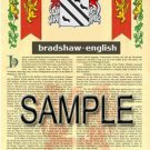 BRADSHAW - ENGLISH - Coat of Arms - Family Crest - Armorial GIFT! 8.5x11