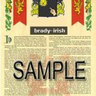 BRADY - IRISH - Coat of Arms - Family Crest - Armorial GIFT! 8.5x11