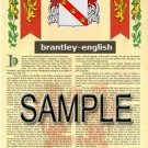 BRANTLEY - ENGLISH - Coat of Arms - Family Crest - Armorial GIFT! 8.5x11