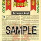 BRENNAN - IRISH - Coat of Arms - Family Crest - Armorial GIFT! 8.5x11