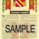 BREWER - ENGLISH - Coat of Arms - Family Crest - Armorial GIFT! 8.5x11