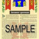BREWER - GERMAN - Coat of Arms - Family Crest - Armorial GIFT! 8.5x11