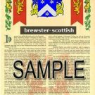 BREWSTER - SCOTTISH - Coat of Arms - Family Crest - Armorial GIFT! 8.5x11