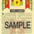 BRITT - ENGLISH - Coat of Arms - Family Crest - Armorial GIFT! 8.5x11