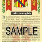 BRITTON - ENGLISH - Coat of Arms - Family Crest - Armorial GIFT! 8.5x11