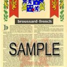BROUSSARD - FRENCH - Coat of Arms - Family Crest - Armorial GIFT! 8.5x11