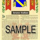 BRUNO - ITALIAN - Coat of Arms - Family Crest - Armorial GIFT! 8.5x11